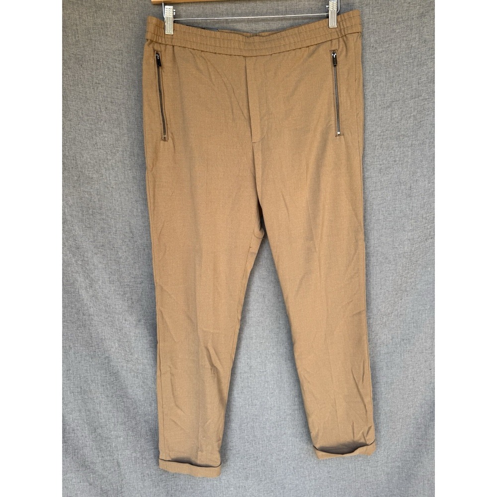 NWT‎ H&M Size L Pull On Career Pants Tan Elastic Waist Pockets Comfort Jogger